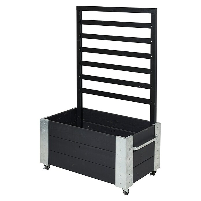 Plus Pflanzkasten Cubic mit Spalier (Außenmaß (L x B x H): 87 x 50 x 130 cm, Holz, Schwarz/Silber) | BAUHAUS
