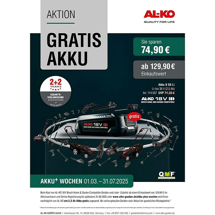 AL-KO Bosch Home & Garden Compatible Akku-Rasenmäher 38.2 LI COMFORT (18 V, Ohne Akku, Schnittbreite: 38 cm) | BAUHAUS