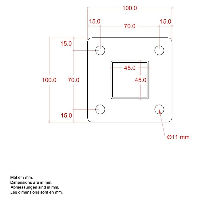 Plus Zaunpfosten mit Fuß und Schrauben-Set (Höhe: 96 cm, 4,5 x 4,5 cm, Silber, Stahl) | BAUHAUS