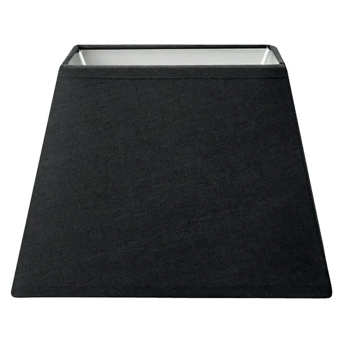 Home Sweet Home Lampenschirm Largo - L x B x H: 20 x 20 x 14 cm, Night Black, Stoff, Eckig - Nahaufnahme eines schwarzen, rechteckigen Lampenschirms mit weißem Innenfutter, der ein modernes und stilvolles Ambiente verspricht.