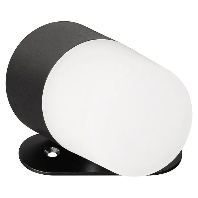 FHL easy Magnetic Akku-Wandleuchte - 9,5 x 5,5 x 5,5 cm, Sandschwarz, Warmweiß, 1,5 W, IP54 - Zylindrische schwarz-weiße Wandleuchte.