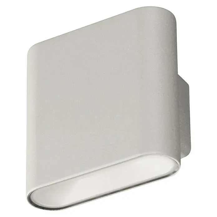 FHL easy Magnetic Akku-Wandleuchte - 5,5 x 10 x 10 cm, Silber, Warmweiß, 1 W, IP44 - Hellgraue rechteckige Wandleuchte mit abgerundeten Kanten, strahlt Licht nach unten ab.