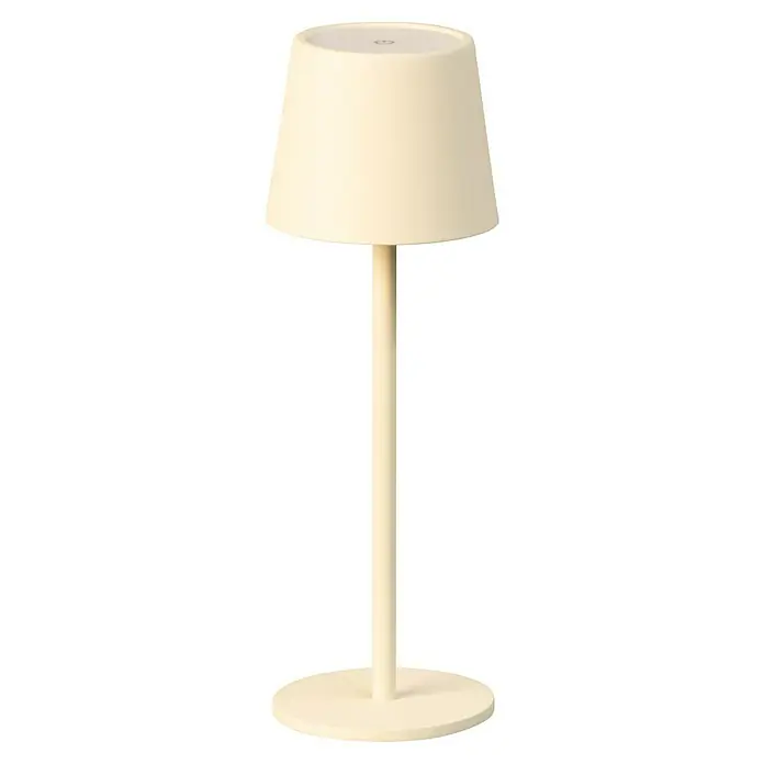 FHL easy Akku-Tischleuchte Roxi - 1,5 W, L x B x H: 9 x 9 x 27,5 cm, Sand, Warmweiß - Matt-hellcremefarbene Tischleuchte mit konischem Schirm und rundem Fuß.