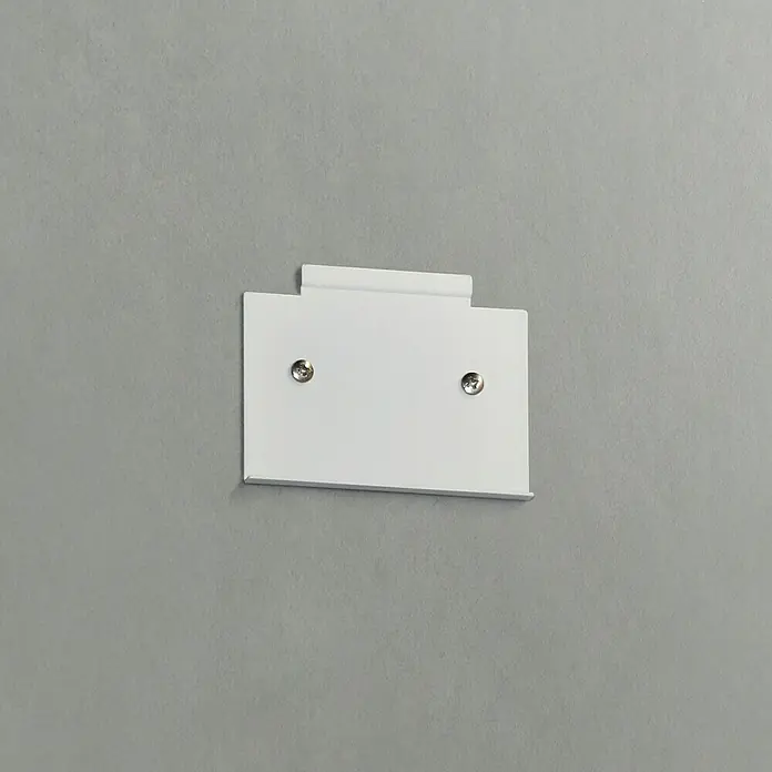 FHL easy Magnetic Akku-Wandleuchte - 10,5 x 10,5 x 10 cm, Sandweiß, Warmweiß, 2 W, IP44 - Weißer rechteckiger Metall-Wandhalter mit zwei silbernen Schrauben.