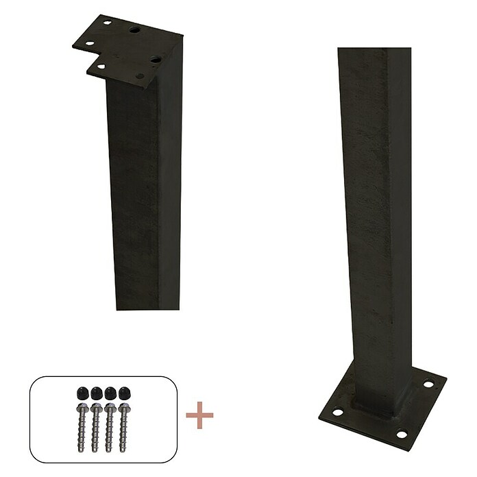 Plus Zaunpfosten mit Fuß für Handlauf (Höhe: 103,3 cm, Schwarz, Stahl, Ecke) | BAUHAUS