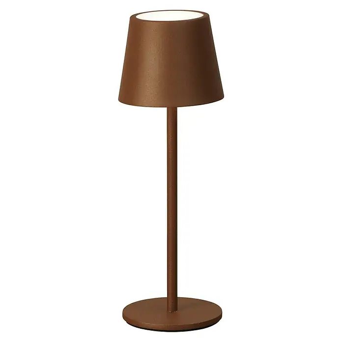FHL easy Akku-Tischleuchte Roxi - 1,5 W, L x B x H: 9 x 9 x 27,5 cm, Rost, Warmweiß - Bronzefarbene Metall-Tischleuchte mit konischem Schirm und rundem Fuß.