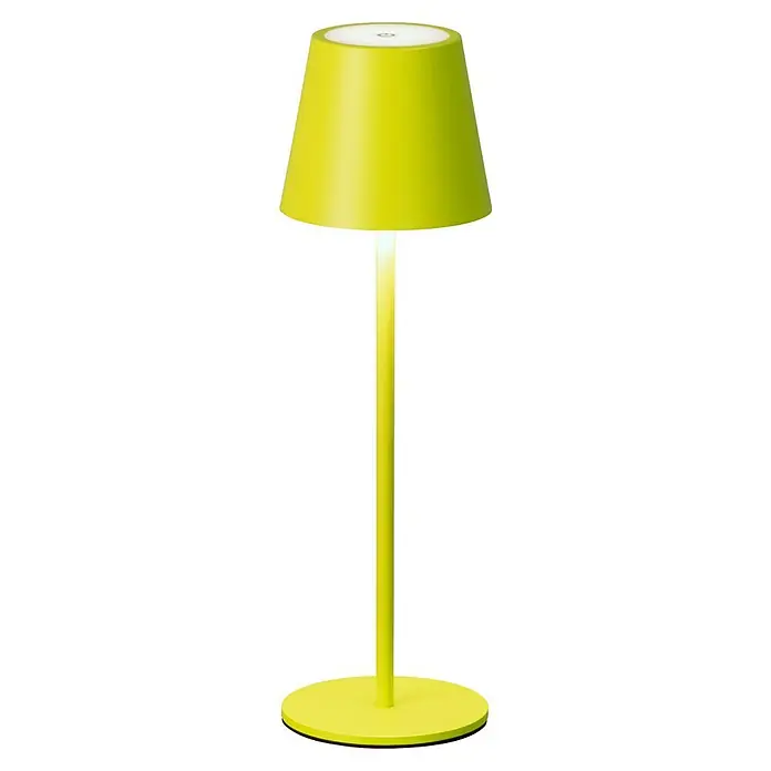FHL easy Akku-Tischleuchte Viletto - 2 W, L x B x H: 11 x 11 x 36,5 cm, Hellgrün, Warmweiß - Hellgrüne Tischleuchte mit konischem Schirm und rundem Fuß, beleuchtet.