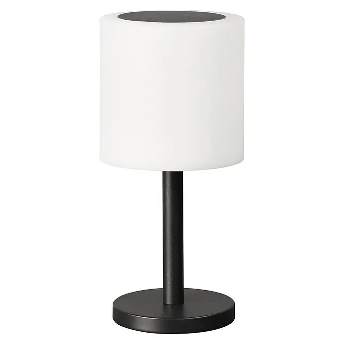 FHL easy Akku-Tischleuchte Milano - L x B x H: 13 x 13 x 28 cm, Weiß, RGBW, 1 W, IP54 - Zylindrische Tischleuchte in Weiß mit schwarzem Fuß und Stiel.