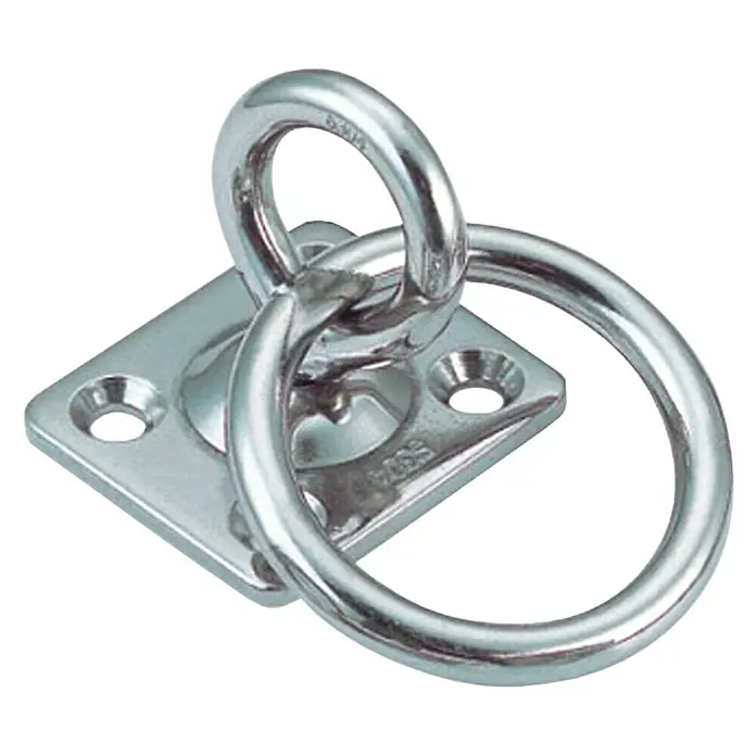 Marinetech Mastplatte mit Wirbel und Ring - L x B x H: 30 x 35 x 41 mm, Edelstahl, Stahlsorte: A2 - Quadratische Edelstahl-Zurröse mit zwei Ringen. Ideal zur Befestigung von Ladung und Ausrüstung auf Booten und in anderen Anwendungen.