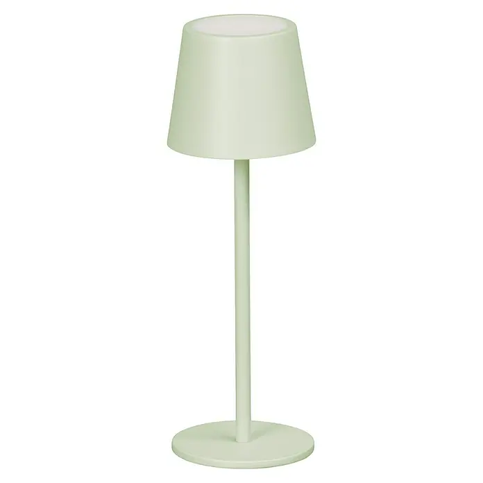 FHL easy Akku-Tischleuchte Roxi - 1,5 W, L x B x H: 9 x 9 x 27,5 cm, Mint, Warmweiß - Hellgrüne moderne Tischleuchte mit rundem Fuß, schlankem Stiel und konischem Schirm mit weißer Oberseite.
