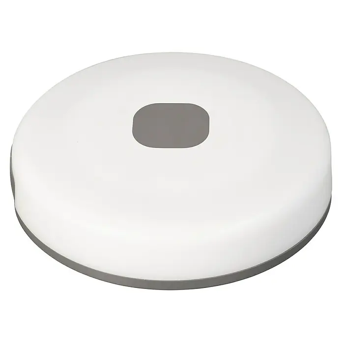 FHL easy LED-Lichterkette Benni - Innen, Lichtfarbe: Warmweiß, Akkubetrieben - Rundes, weißes, gewölbtes Gerät mit zentraler grauer, abgerundeter rechteckiger Vertiefung und grauem Rand.
