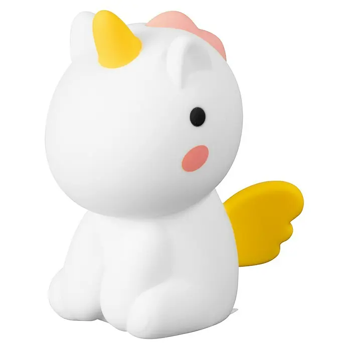 FHL easy LED-Nachtlicht Emily - 0,6 W, L x B x H: 10,5 x 8 x 14 cm, RGBW, Einhorn Emily - Weißes Einhorn-Nachtlicht mit gelbem Horn und Flügeln, rosa Mähne und Wange, und schwarzem Auge.