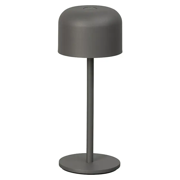 FHL easy Akku-Tischleuchte Finley - 1 W, L x B x H: 8,7 x 8,7 x 22 cm, Sandgrau, Warmweiß - Dunkelgraue tragbare Tischleuchte mit abgerundeter Oberseite und flachem Rundsockel.