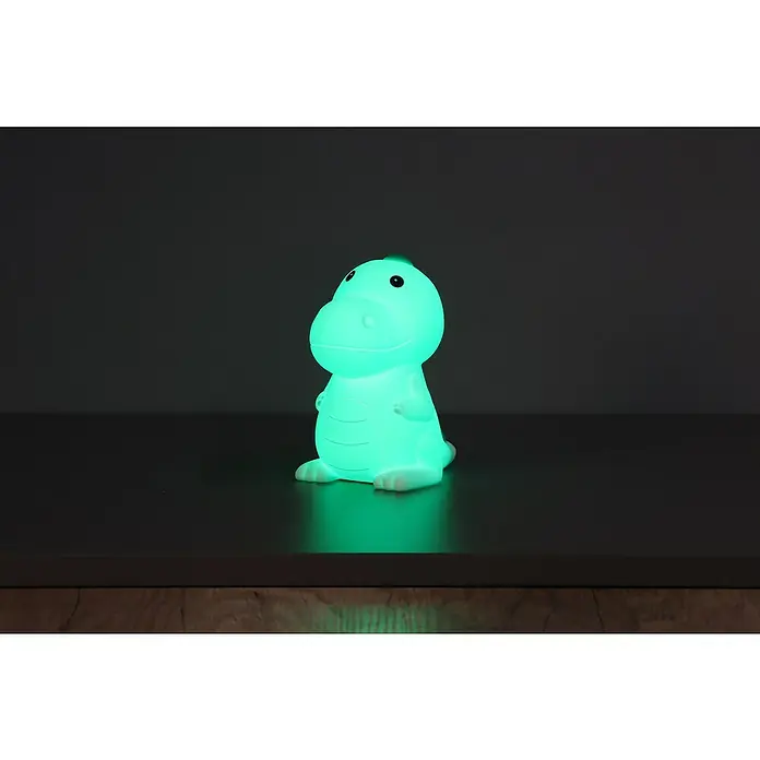 FHL easy LED-Nachtlicht Poldi - 0,7 W, L x B x H: 13,5 x 8,5 x 14 cm, RGBW, Dino Poldi - Grün leuchtendes Dinosaurier-Nachtlicht aus Kunststoff, das ein weiches Licht abgibt.
