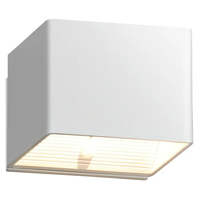 FHL easy Magnetic Akku-Wandleuchte - 10,5 x 10,5 x 10 cm, Sandweiß, Warmweiß, 2 W, IP44 - Weiße quadratische Aufputzleuchte mit Abwärtsbeleuchtung durch einen linearen Diffusor.