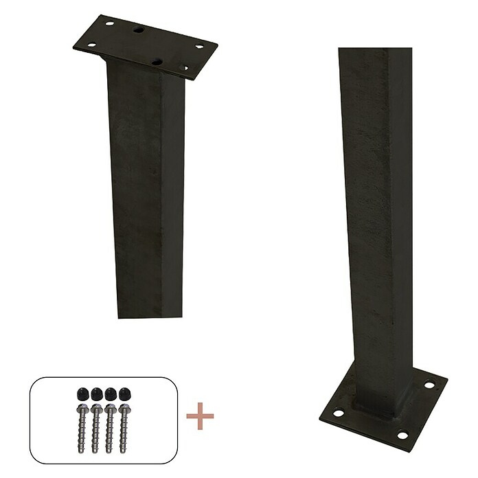 Plus Zaunpfosten mit Fuß für Handlauf (Höhe: 103,3 cm, Schwarz, Stahl, Gerade) | BAUHAUS