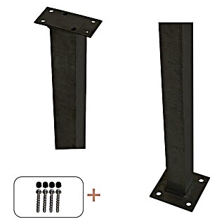 Plus Zaunpfosten mit Fuß für Handlauf (Höhe: 103,3 cm, Schwarz, Stahl, Gerade)