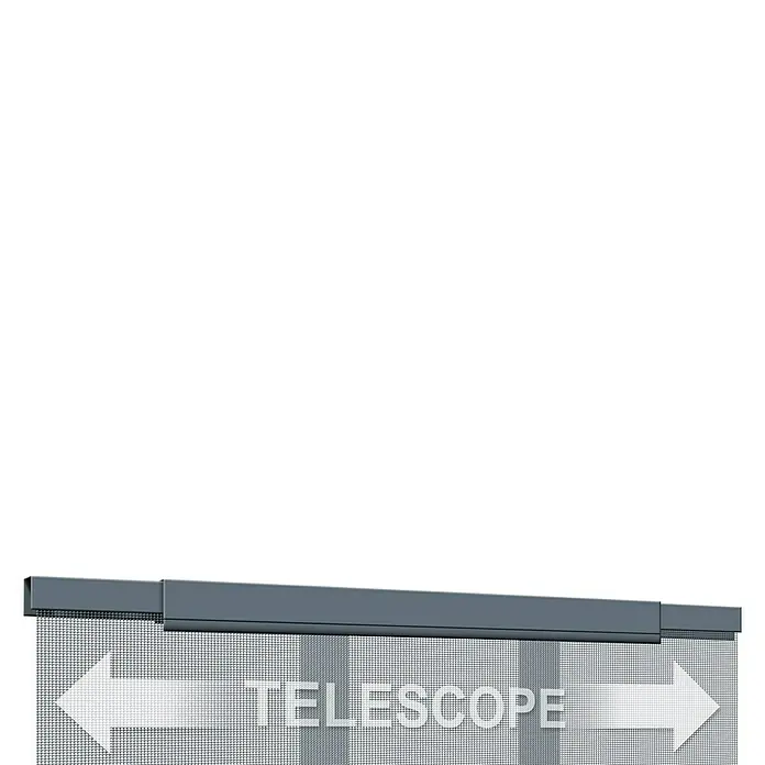 Schellenberg Cortina con protección contra insectos - An x Al: 70 x 220 cm, Montaje de la mosquitera: Pegado - Señal con "TELESCOPE" y flechas que apuntan en ambas direcciones, indicando la ubicación de los telescopios.