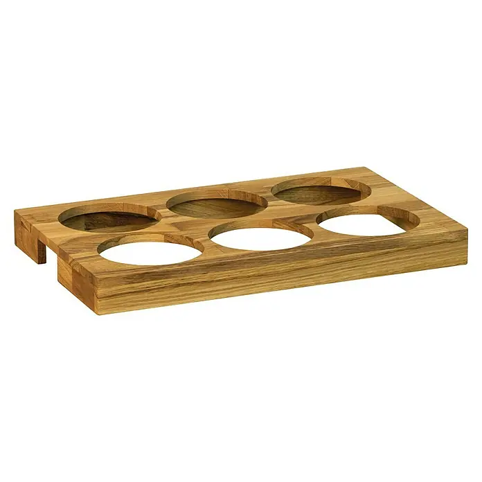 FHL easy Abdeckung Charge Cover - Für FHL easy Ladestation Super Charger 32115998 - Hölzerner Halter aus heller Eiche mit sechs runden Aussparungen für Gläser oder Flaschen.