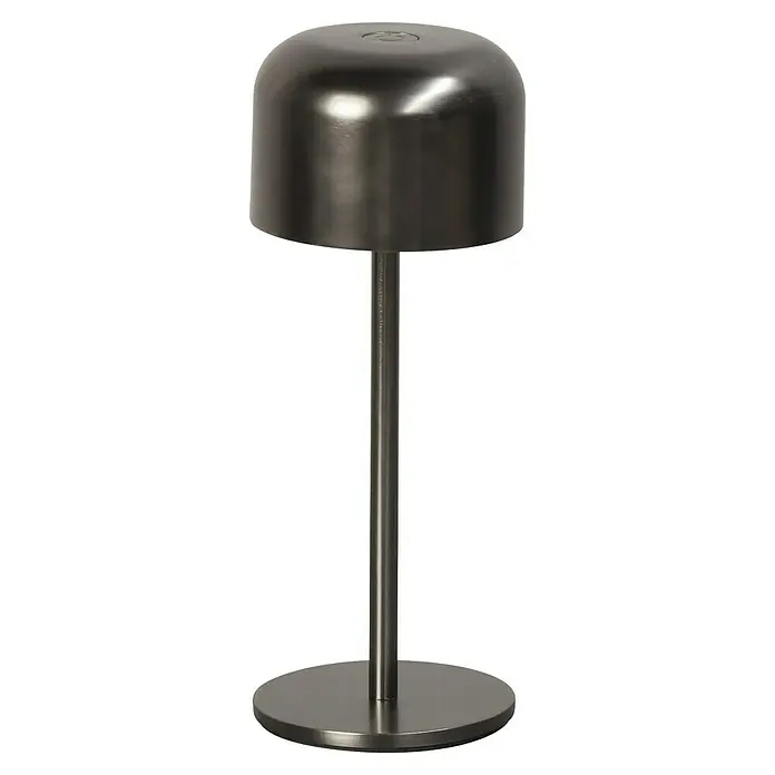 FHL easy Akku-Tischleuchte Finley - 1 W, L x B x H: 8,7 x 8,7 x 22 cm, Grau, Warmweiß - Dunkler Hutständer aus gebürstetem Metall mit gewölbter Oberseite und rundem Fuß.