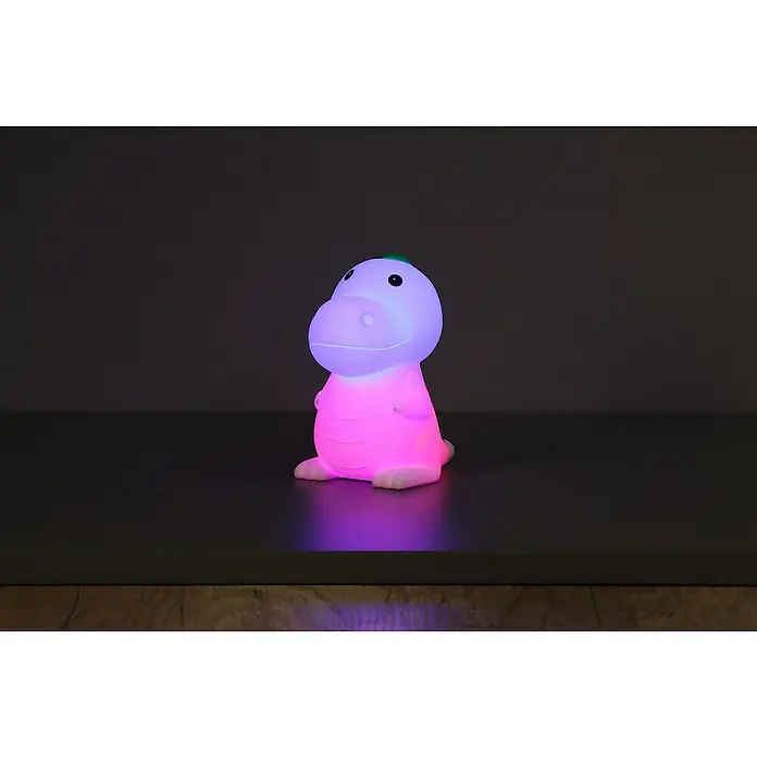 FHL easy LED-Nachtlicht Poldi - 0,7 W, L x B x H: 13,5 x 8,5 x 14 cm, RGBW, Dino Poldi - Niedliches, leuchtendes rosa-lila Dinosaurier-LED-Nachtlicht.