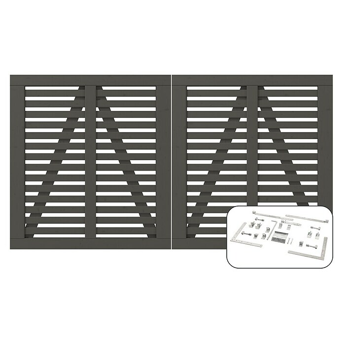 Plus Zauntor Harmoni inkl. Beschläge (200 x 107 cm, Umbragrau (RAL 7022), Holz) | BAUHAUS