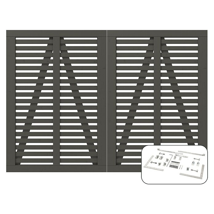 Plus Zauntor Harmoni inkl. Beschläge (200 x 140 cm, Umbragrau (RAL 7022), Holz) | BAUHAUS