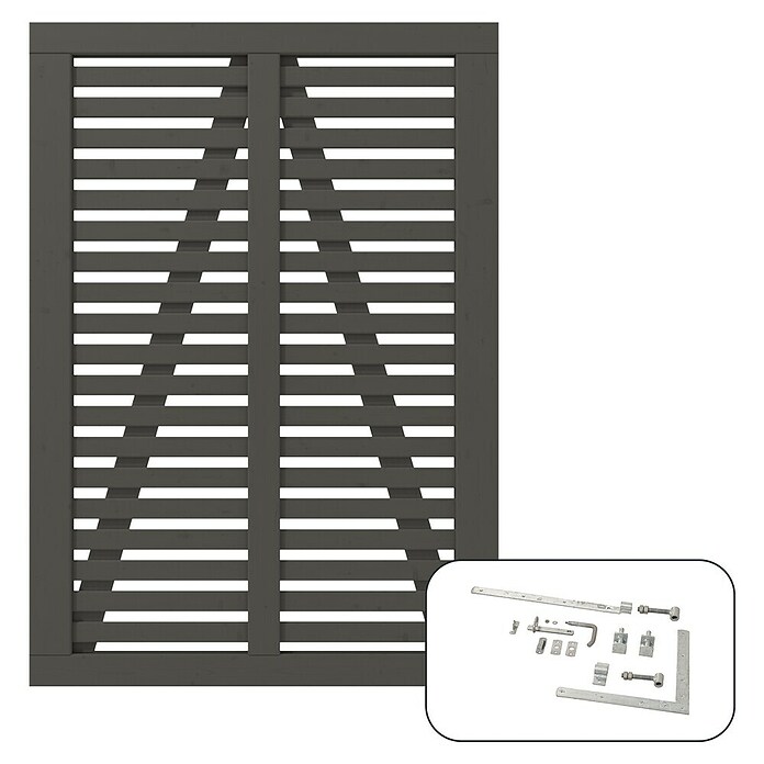 Plus Zauntor Harmoni inkl. Beschläge (100 x 140 cm, Umbragrau (RAL 7022), Holz) | BAUHAUS