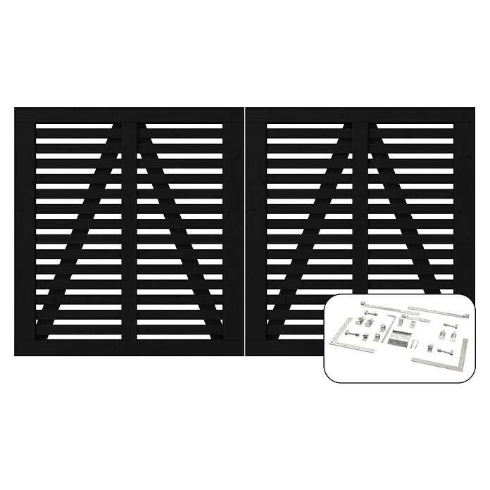 Plus Zauntor Harmoni inkl. Beschläge (200 x 107 cm, Schwarz (RAL 9005), Holz) | BAUHAUS