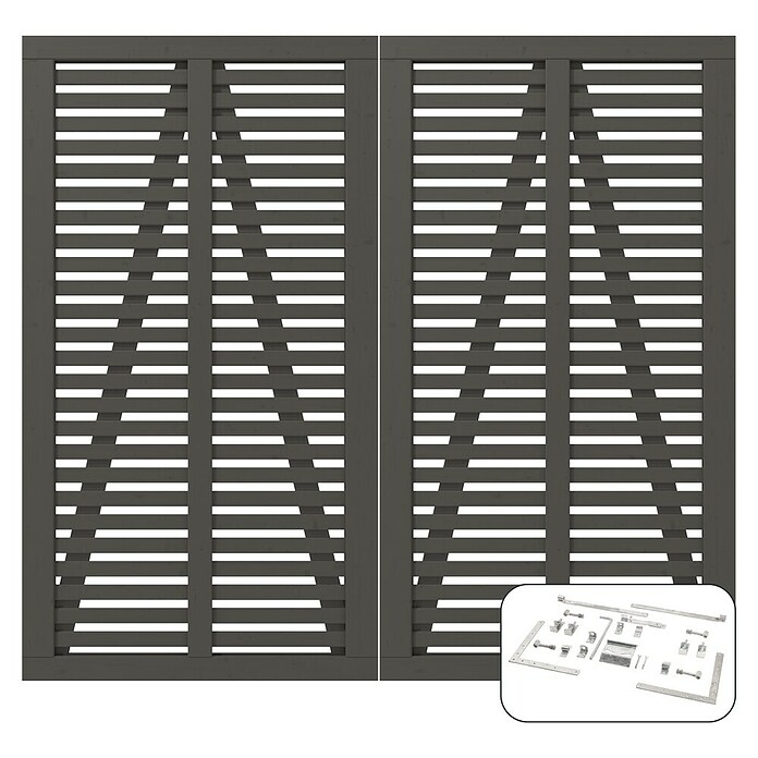 Plus Zauntor Harmoni inkl. Beschläge (200 x 180 cm, Umbragrau (RAL 7022), Holz) | BAUHAUS