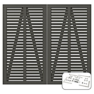 Plus Zauntor Harmoni inkl. Beschläge (200 x 180 cm, Umbragrau (RAL 7022), Holz)