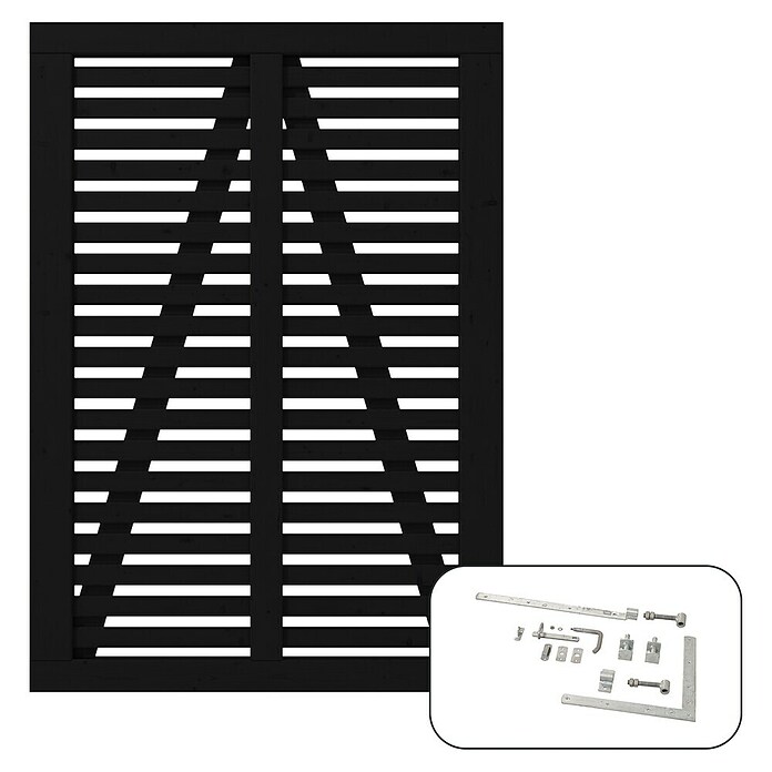 Plus Zauntor Harmoni inkl. Beschläge (100 x 140 cm, Schwarz (RAL 9005), Holz) | BAUHAUS
