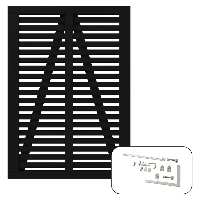 Plus Zauntor Harmoni inkl. Beschläge - 100 x 140 cm, Schwarz (RAL 9005), Holz - Schwarzes, blickdichtes Paneel mit Beschlägen für erhöhte Privatsphäre und Sicherheit. Das perfekte Tor für Ihren Garten oder Ihre Einfahrt.