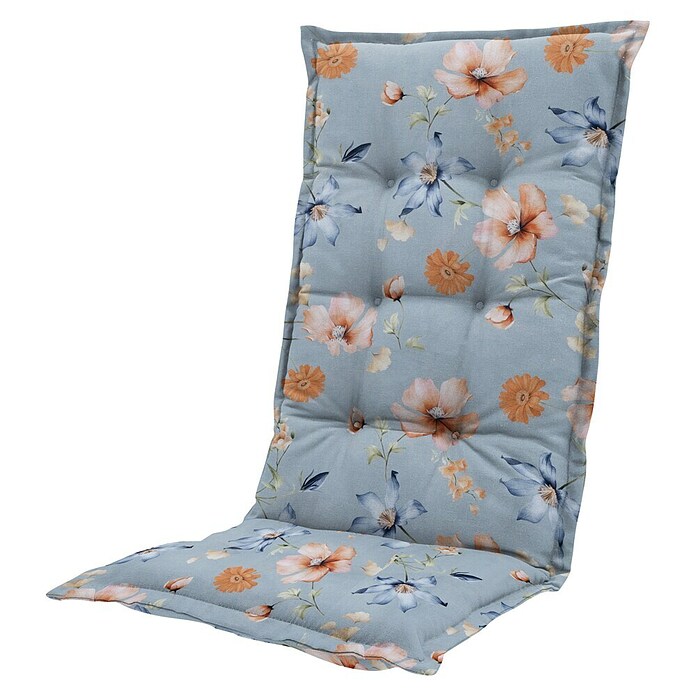 Madison Blazina za stol z visokim naslonom Florina  (123 x 50 x 7 cm, Modra in oranžna) | Blazine za stole z visokim naslonjalom | Blazine | Vrtno pohištvo | Vrt in prosti čas | Izdelki | BAUHAUS