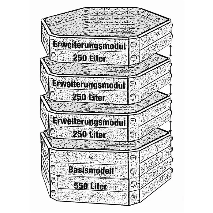 KHW Komposter SK 550 Basismodul - 550 l, Ø x H: 130 x 50 cm - Garten-Regenwassertank-System mit Erweiterungsmodulen. Der modulare Aufbau bietet flexible Speicherkapazität für Regenwasser.