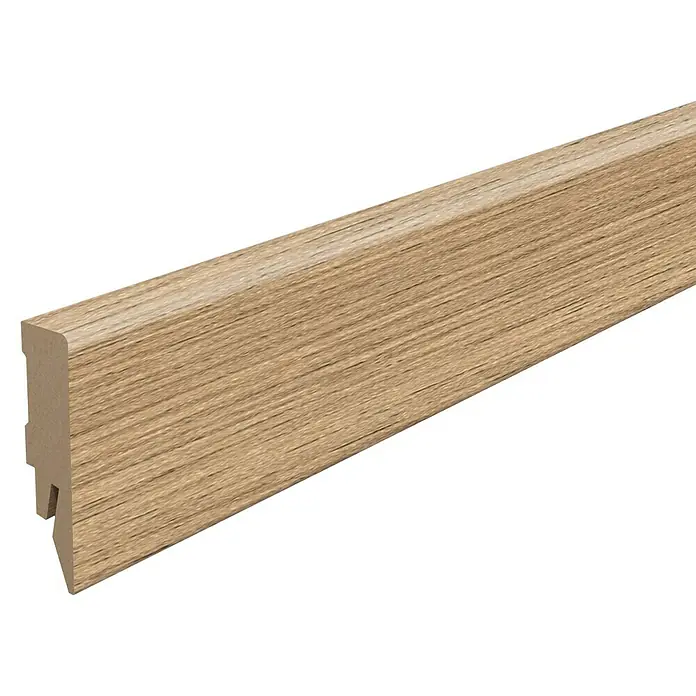 Egger Sockelleiste Cubical L671 Monfort Eiche natur - 240 cm x 14 mm x 58 mm, MDF - Holzleiste mit gerader Kante und Nut, ideal für Bodenbeläge. Perfekte Ergänzung für jeden Raum, robust und langlebig.