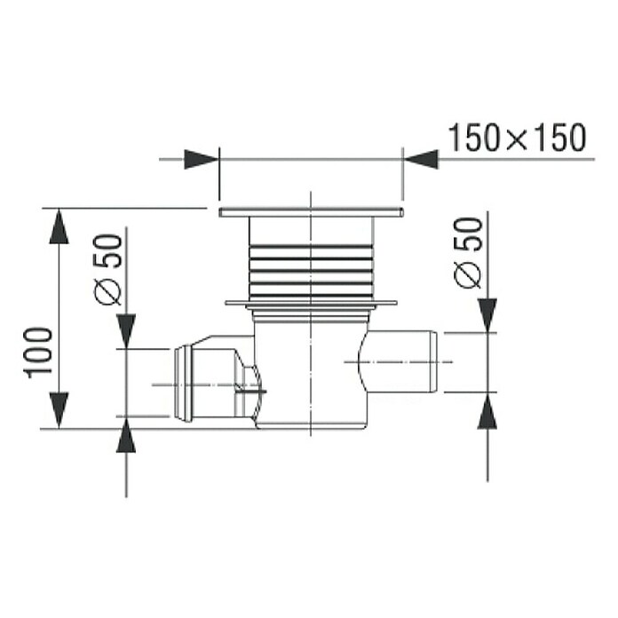 Vafra Kopalniški odtok 2/2  (Do x Š: 150 x 150 mm, Lastnosti zasnove: s talno ploščo 150×150 mm in PVC tulcem) | 4040 - Sifons/Abläufe/Ablaufgarnituren | DCDA - Wasserinstallation | DCD - Sanitärinstallation | DC - Sanitärinstallation | D - Sanitär | BAUHAUS