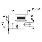 Vafra Kopalniški odtok 2/2  (Do x Š: 150 x 150 mm, Lastnosti zasnove: s talno ploščo 150×150 mm in PVC tulcem) | 4040 - Sifons/Abläufe/Ablaufgarnituren | DCDA - Wasserinstallation | DCD - Sanitärinstallation | DC - Sanitärinstallation | D - Sanitär | BAUHAUS