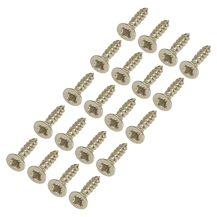 Portaferm Befestigungs-Set - Metall, Messingfarben - Mehrere helle Schrauben mit Sternantrieb.