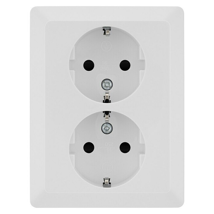 Luceco Oxford Enchufe doble (Blanco, Mate, Plástico, Montaje en la pared) | BAUHAUS