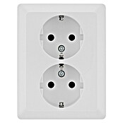 Luceco Oxford Enchufe doble (Blanco, Mate, Plástico, Montaje en la pared) | BAUHAUS