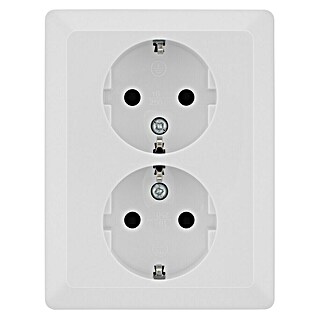 Luceco Oxford Enchufe doble (Blanco, Mate, Plástico, Montaje en la pared)