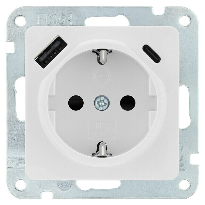 Luceco Oxford Enchufe con USB (Blanco, Plástico, Montaje en la pared) | BAUHAUS