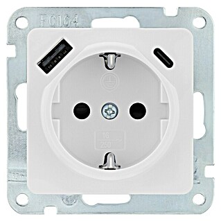 Luceco Oxford Enchufe con USB (Blanco, Plástico, Montaje en la pared)
