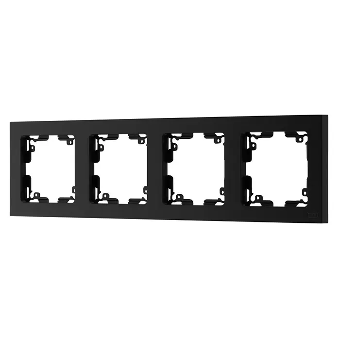 Luceco Oxford Marco - Negro, Mate, Montaje en la pared, x 4 - Marco de interruptor cuádruple con marco negro para interruptores, enchufes. Un accesorio de alta calidad para instalaciones eléctricas elegantes en el hogar.