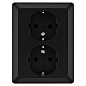 Luceco Oxford Enchufe doble (Negro, Mate, Plástico, Montaje en la pared) | BAUHAUS
