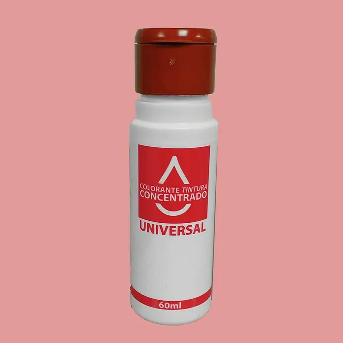 Colorante Concentrado universal - Rojo óxido, 60 ml - Imagen de producto de un frasco de 60 ml de tinte concentrado universal con tapón marrón sobre un fondo rosa.