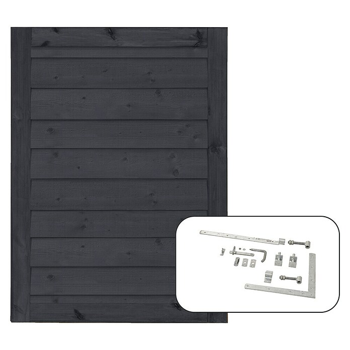 Plus Zauntor Klink inkl. Beschläge (100 x 125 cm, Schwarz (RAL 9005)) | BAUHAUS