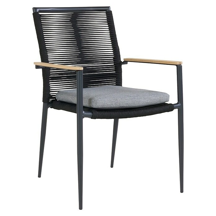 Sunfun Silla de jardín Greta (L x An x Al: 47 x 57 x 89 cm, Negro, Aluminio/Cuerda sintética) | BAUHAUS