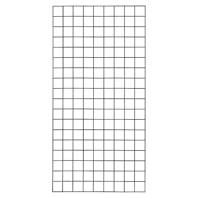 Plus Wandspalier Maschengröße: 10 x 10 cm - L x B: 180 x 90 cm, Anzahl Streben: 10 Stk., Schwarz (RAL 9005) - Abstraktes Rastermuster mit schwarzen Quadraten und subtilen weißen Highlights, das ein Gefühl von Tiefe und Komplexität vermittelt.